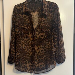 Gaze Women's Leopard Print Sheer Top